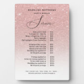 Rose Gold Glitzer Sparkasse Salon Preisliste Fotoplatte (Vorderseite)