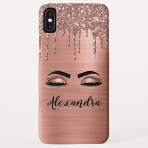 Rose Gold Glitzer Sparkeln Eyelashes Monogramm Nam Case-Mate iPhone Hülle