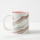 Rose Gold Glitzer Sparkle benutzerdefinierter Mono Zweifarbige Tasse (Links)
