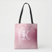 Rose Gold Glitzer Sparkle Bspaletmetall Monogramm Tasche (Vorderseite)