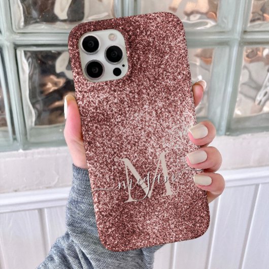 Rose Gold Glitzer Sparkle - Custom Monogram Chic Case-Mate iPhone Hülle