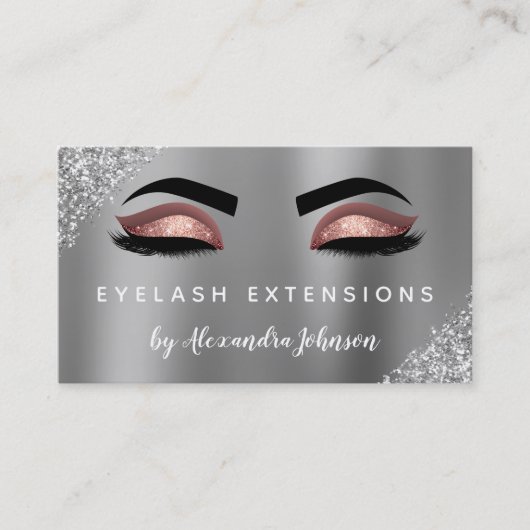 Rose Gold Glitzer Sparkle Eyelash Erweiterungen Visitenkarte (Vorderseite)