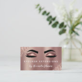 Rose Gold Glitzer Sparkle Eyelash Erweiterungen Visitenkarte (Stehend Vorderseite)