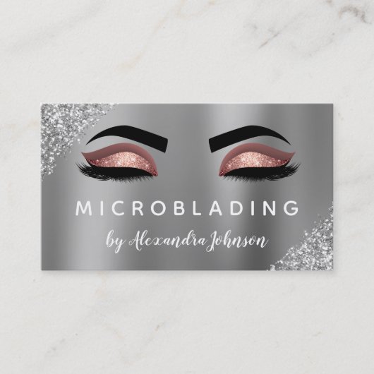 Rose Gold Glitzer Sparkle Eyelashes Mikroblasen Visitenkarte (Vorderseite)