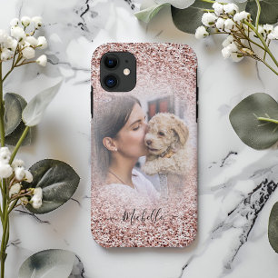 Rose Gold Glitzer Sparkle Foto Monogram iPhone Ca Case-Mate iPhone Hülle