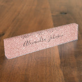 Rose Gold Glitzer Sparkle Giro Namensplakette (Seite)