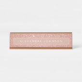 Rose Gold Glitzer Sparkle Giro Schreibtischnamensplakette (Vorderseite )