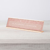 Rose Gold Glitzer Sparkle Giro Schreibtischnamensplakette (Vorderseite )