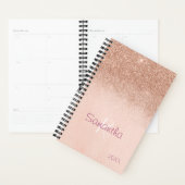 Rose Gold Glitzer Sparkle Jährliche Monogramm Planer (Anzeige)