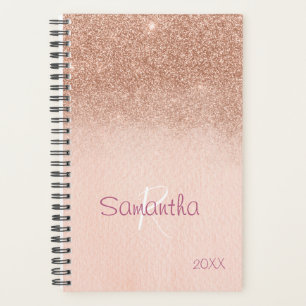 Rose Gold Glitzer Sparkle Jährliche Monogramm Planer