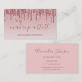 Rose Gold Glitzer Sparkle Makeup Artist Visitenkarte (Vorne/Hinten)