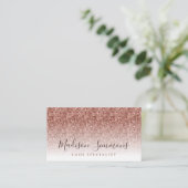 Rose Gold Glitzer Sparkle Monogram Script Name Visitenkarte (Stehend Vorderseite)