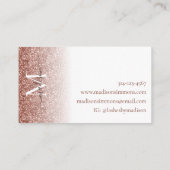 Rose Gold Glitzer Sparkle Monogram Script Name Visitenkarte (Rückseite)