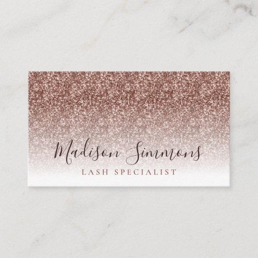 Rose Gold Glitzer Sparkle Monogram Script Name Visitenkarte (Vorderseite)
