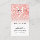 Rose Gold Glitzer Sparkle Monogram Stilvolles Skri Visitenkarte (Rückseite)