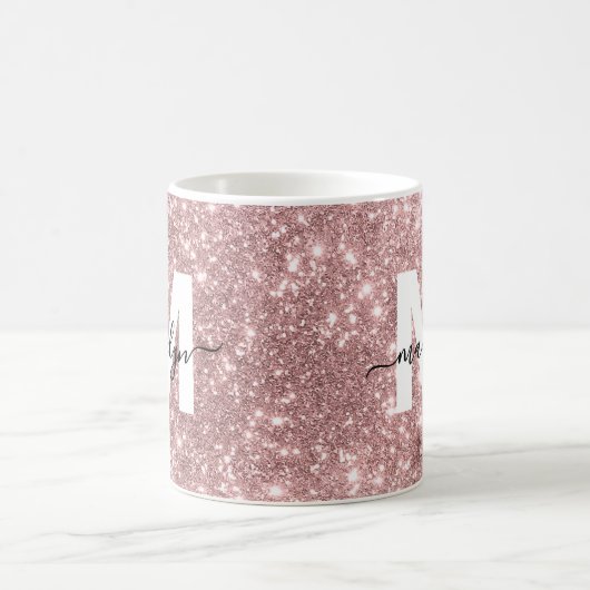 Rose Gold Glitzer Sparkle Monogramm Kaffeetasse (Mittel)