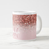 Rose Gold Glitzer Sparkle Ombre Monogramm Name Jumbo-Tasse (Vorderseite Rechts)