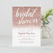 Rose Gold Glitzer Sparkle Script Brautparty Einladung (Stehend Vorderseite)