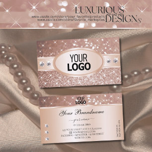 Rose Gold Glitzer Sparkle Stars Diamanten mit Logo Visitenkarte