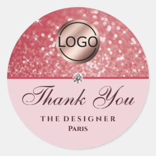 Rose Gold Glitzer Sparkle Stars Diamond Image Logo Runder Aufkleber