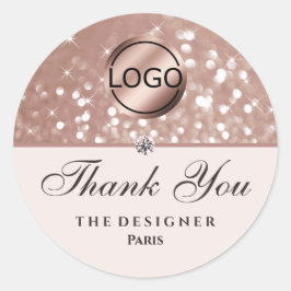 Rose Gold Glitzer Sparkle Stars Diamond Logo Image Runder Aufkleber