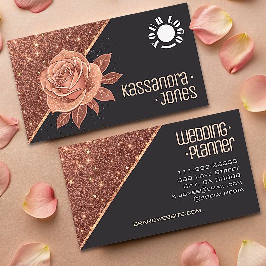 Rose Gold Glitzer Sparkle Stars Luxuriöser Chic Visitenkarte