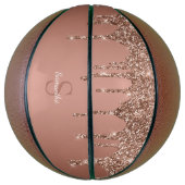 Rose Gold Glitzer Sparkle Tropfen Monogram Name Basketball (Vertikal)