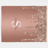 Rose Gold Glitzer Sparkle Tropfen Monogram Name Fleecedecke (Vorderseite (Horizontal))