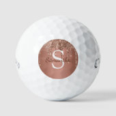 Rose Gold Glitzer Sparkle Tropfen Monogram Name Golfball (Vorderseite)