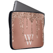 Rose Gold Glitzer Sparkle Tropfen Monogram Name Laptopschutzhülle (Vorne Rechts)