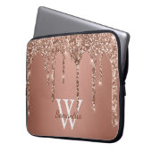 Rose Gold Glitzer Sparkle Tropfen Monogram Name Laptopschutzhülle (Vorderseite Links)