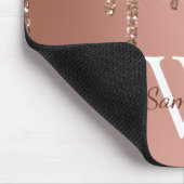 Rose Gold Glitzer Sparkle Tropfen Monogram Name Mousepad (Ecke)