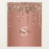 Rose Gold Glitzer Sparkle Tropfen Monogram Name Planer (Vorderseite)