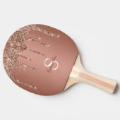 Rose Gold Glitzer Sparkle Tropfen Monogramm Name Tischtennis Schläger (Seitenansicht)