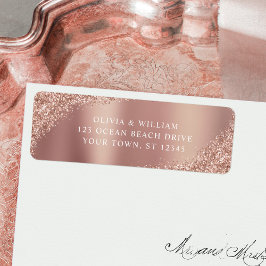Rose Gold Glitzer Sparkle Wedding Rücksendeadresse
