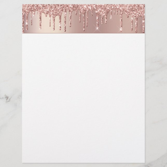 Rose Gold Glitzer-Sparklopf Eigener Text Briefbogen (Vorderseite)