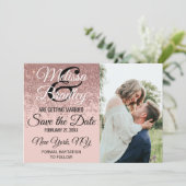 Rose Gold Glitzer Sparklover Rosa Save the Date Einladung (Stehend Vorderseite)