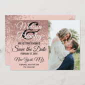 Rose Gold Glitzer Sparklover Rosa Save the Date Einladung (Vorne/Hinten)