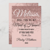 Rose Gold Glitzer Sparklover Rosa Trauzeugin Einladung (Vorne/Hinten)