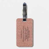 Rose Gold Glitzer Sparkskriptname Monogramm Gepäckanhänger (Rückseite vertikal)