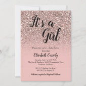 Rose Gold Glitzer Sprinkle Babydusche Einladung (Vorderseite)