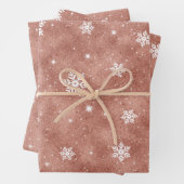 Rose Gold Glitzer Stars Schneeflocken Muster Geschenkpapier Set (Beispiel)