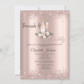 Rose Gold Glitzer Staub Brunch Brautparty Einladung (Vorderseite)