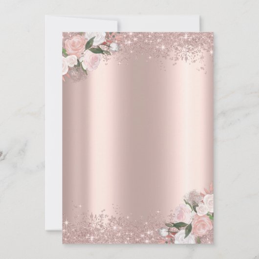 Rose Gold Glitzer Staub Brunch Brautparty Einladung (Rückseite)