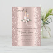 Rose Gold Glitzer Staubbrunch Rose Brautparty Einladung (Stehend Vorderseite)