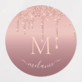 Rose Gold Glitzer Stickers Individuelle Name und B Etiketten (Design 2)