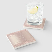 Rose Gold Glitzer Stone Untersetzer mit benutzerde (Seitenansicht)