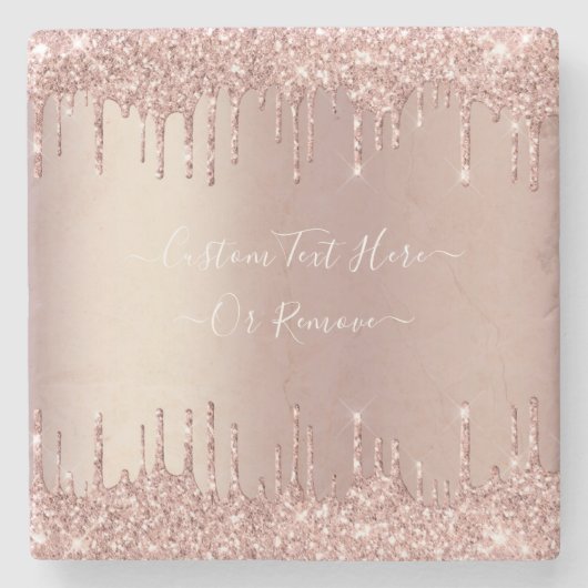 Rose Gold Glitzer Stone Untersetzer mit benutzerde (Vorderseite)