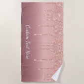 Rose Gold Glitzer Strandhandtuch mit benutzerdefin (Vorderseite)