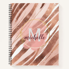 Rose Gold Glitzer Streifen Monogramm Notizblock